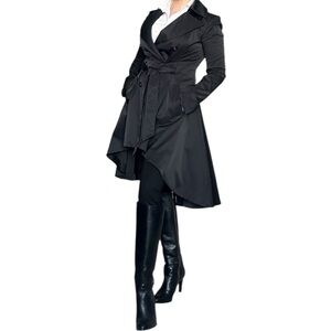 Bebe Black Double-Breasted Women's Trench Coat Equestian Victorian style Small